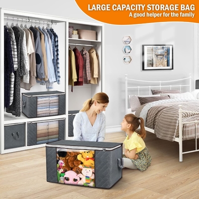 90L LARGE STORAGE BAGS, 6 PACK CLOTHES STORAGE BINS FOLDABLE CLOSET ORGANIZERS STORAGE CONTAINERS WITH REINFORCED HANDLE