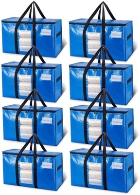 TAILI Extra Large Moving Bags, 4 Pack Heavy Duty Totes For Storage with Visible Window, Wrap Around Handles, Storage Bag