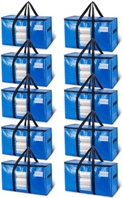 TAILI Extra Large Moving Bags, 4 Pack Heavy Duty Totes For Storage with Visible Window, Wrap Around Handles, Storage Bag