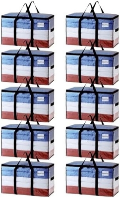 TAILI Extra Large Moving Bags, 4 Pack Heavy Duty Totes For Storage with Visible Window, Wrap Around Handles, Storage Bag