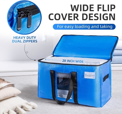 TAILI Extra Large Moving Bags, 4 Pack Heavy Duty Totes For Storage with Visible Window, Wrap Around Handles, Storage Bag