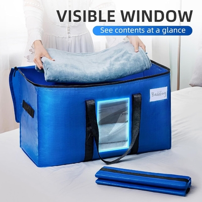 TAILI Extra Large Moving Bags, 4 Pack Heavy Duty Totes For Storage with Visible Window, Wrap Around Handles, Storage Bag