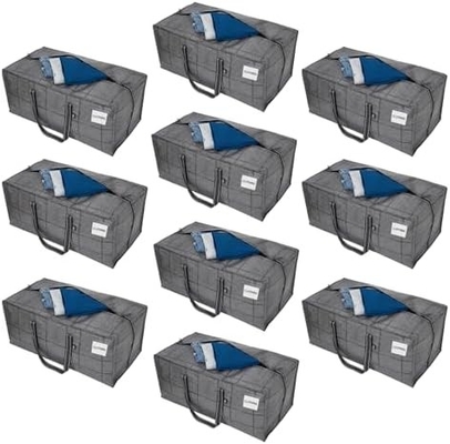 VENO 4 Pack Moving Bags Plastic Storage Totes Clothes Organization Large W Lid/Zipper. Packing Boxes/Bins Alternative.