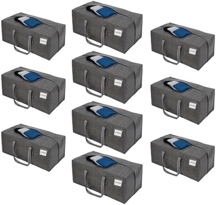 VENO 4 Pack Moving Bags Plastic Storage Totes Clothes Organization Large W Lid/Zipper. Packing Boxes/Bins Alternative.