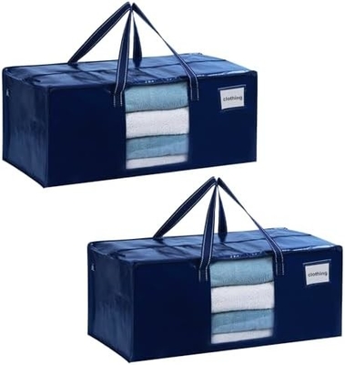 VENO 4 Pack Moving Bags Plastic Storage Totes Clothes Organization Large W Lid/Zipper. Packing Boxes/Bins Alternative.