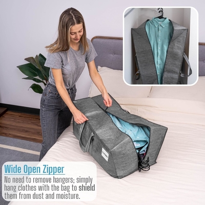 VENO 4 Pack Moving Bags Plastic Storage Totes Clothes Organization Large W Lid/Zipper. Packing Boxes/Bins Alternative.