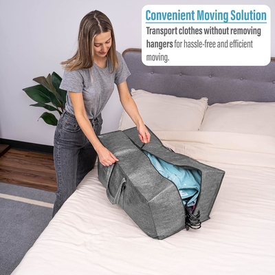 VENO 4 Pack Moving Bags Plastic Storage Totes Clothes Organization Large W Lid/Zipper. Packing Boxes/Bins Alternative.