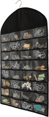 FORAINEAM 3 PACK HANGING JEWELRY ORGANIZER 32 POCKETS 18 HOOK AND LOOPS NECKLACE HOLDER EARRINGS BRACELET RING DISPLAY