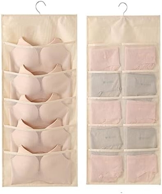BRA AND UNDERWEAR HANGING STORAGE ORGANIZER MESH POCKETS DUAL SIDED WALL SHELVES SPACE SAVER BAG SOCK UNDERPANTS DRAWER