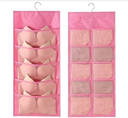 BRA AND UNDERWEAR HANGING STORAGE ORGANIZER MESH POCKETS DUAL SIDED WALL SHELVES SPACE SAVER BAG SOCK UNDERPANTS DRAWER