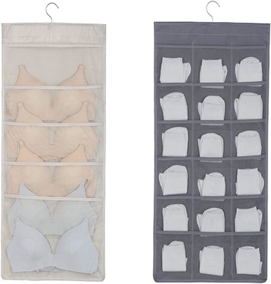 BRA AND UNDERWEAR HANGING STORAGE ORGANIZER MESH POCKETS DUAL SIDED WALL SHELVES SPACE SAVER BAG SOCK UNDERPANTS DRAWER