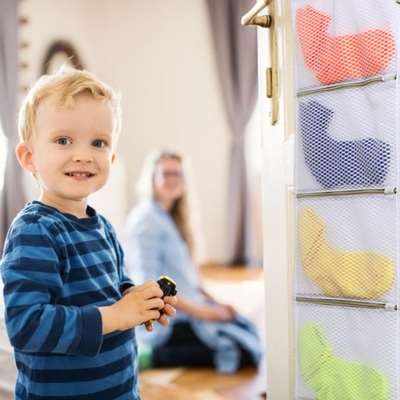 HANGING CLOSET ORGANIZER WITH POCKETS, 2-PACK SOCK ORGANIZERS FOR WASHING AND DRYING, STORAGE BAGS CAN ORGANIZE SOCKS,