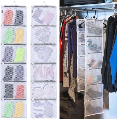 HANGING CLOSET ORGANIZER WITH POCKETS, 2-PACK SOCK ORGANIZERS FOR WASHING AND DRYING, STORAGE BAGS CAN ORGANIZE SOCKS,