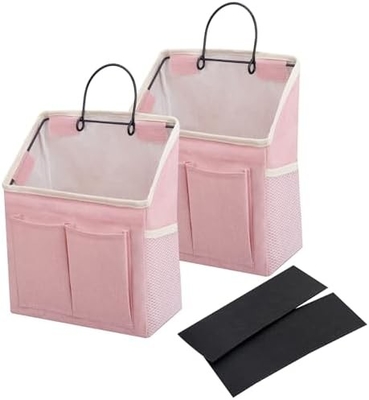 2 PACK WALL HANGING BAG ORGANIZER BASKET WITH POCKETS FOR BATHROOM BEDROOM KITCHEN DORM ROOM ESSENTIALS RV STORAGE AND