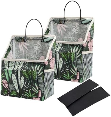 2 PACK WALL HANGING BAG ORGANIZER BASKET WITH POCKETS FOR BATHROOM BEDROOM KITCHEN DORM ROOM ESSENTIALS RV STORAGE AND