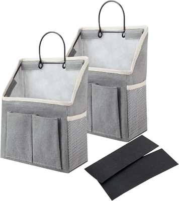 2 PACK WALL HANGING BAG ORGANIZER BASKET WITH POCKETS FOR BATHROOM BEDROOM KITCHEN DORM ROOM ESSENTIALS RV STORAGE AND