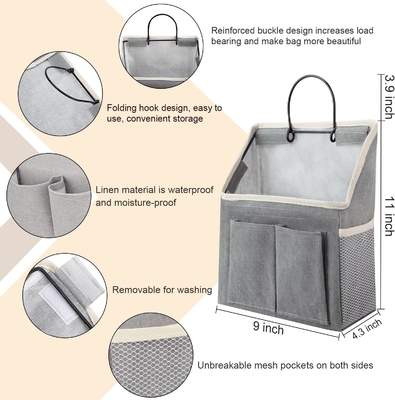 2 PACK WALL HANGING BAG ORGANIZER BASKET WITH POCKETS FOR BATHROOM BEDROOM KITCHEN DORM ROOM ESSENTIALS RV STORAGE AND