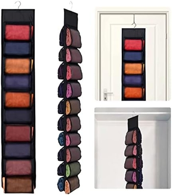 Legging Storage Organizer For Closet, Hanging Closet Organizer System, Grey Clothes Closets Holder With 20 Roll