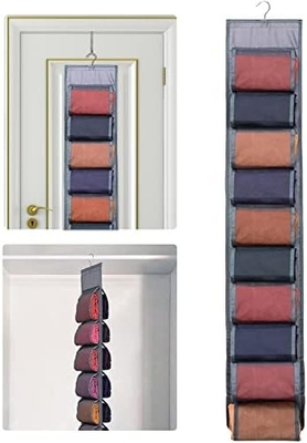 Legging Storage Organizer For Closet, Hanging Closet Organizer System, Grey Clothes Closets Holder With 20 Roll