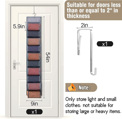 Legging Storage Organizer For Closet, Hanging Closet Organizer System, Grey Clothes Closets Holder With 20 Roll