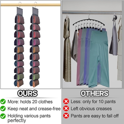 Legging Storage Organizer For Closet, Hanging Closet Organizer System, Grey Clothes Closets Holder With 20 Roll