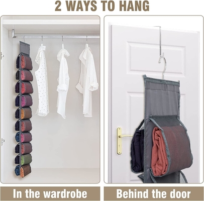 Legging Storage Organizer For Closet, Hanging Closet Organizer System, Grey Clothes Closets Holder With 20 Roll