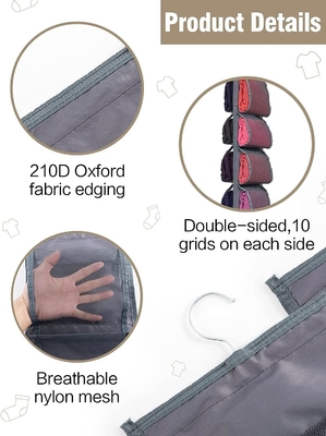Legging Storage Organizer For Closet, Hanging Closet Organizer System, Grey Clothes Closets Holder With 20 Roll