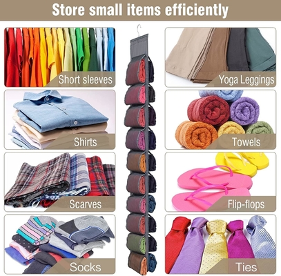 Legging Storage Organizer For Closet, Hanging Closet Organizer System, Grey Clothes Closets Holder With 20 Roll