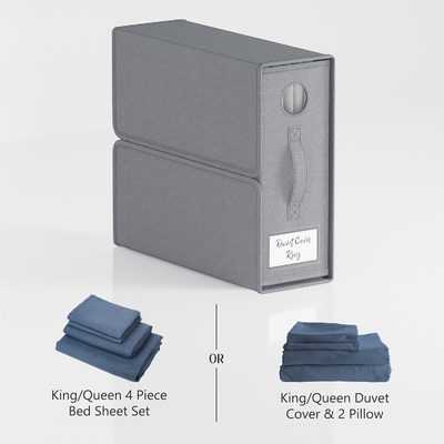 Sheet Organizers And Storage, 4-Pack, Queen/King Size (Grey), Bed Sheet Organizer, Fabric Storage Bins For Bed Sheets,