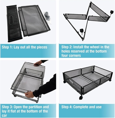 Under Bed Storage With Wheels Under Bed Storage Containers Large Metal Foldable Space-Saving Under Bed Drawer Shoe