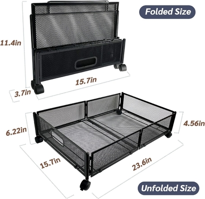 Under Bed Storage With Wheels Under Bed Storage Containers Large Metal Foldable Space-Saving Under Bed Drawer Shoe