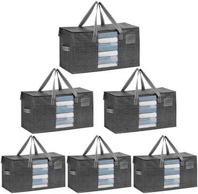 VENO 6 Pack Moving Bags, Comforter And Blanket Storage Bags For Closet, Moving Boxes, Boxes With Lids Alternative,