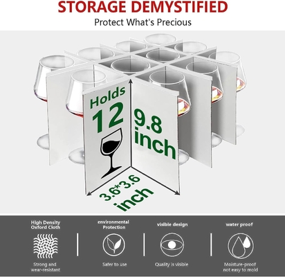 HOMYFORT WINE GLASS STEMWARE STORAGE CASES, CHINA STORAGE CONTAINERS BOX WITH DIVIDERS HARD SHELL FOR 12 CRYSTAL GLASSWA