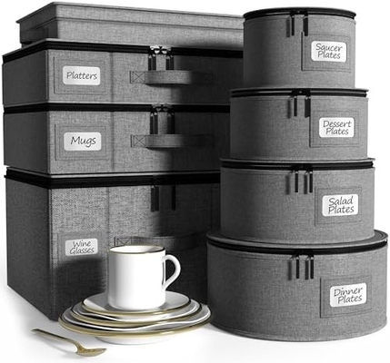 Sorbus China Storage Containers Hard Shell - Glass &amp; Dish Storage Containers for Transport, Moving,