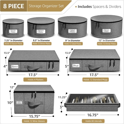 Sorbus China Storage Containers Hard Shell - Glass &amp; Dish Storage Containers for Transport, Moving,