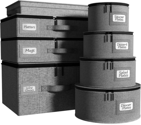 Sorbus China Storage Containers Hard Shell - Glass &amp; Dish Storage Containers for Transport, Moving,