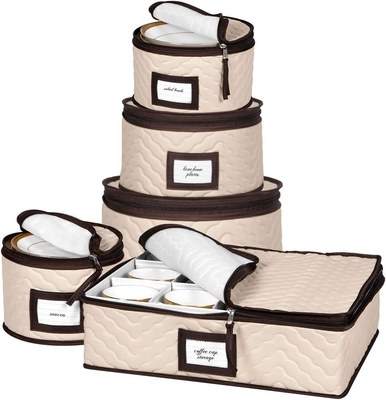 China Storage Containers 5-Piece Set Moving Boxes For Dinnerware, Glasses, Plates, Mugs And Saucers Sturdy Quilted