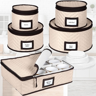 China Storage Containers 5-Piece Set Moving Boxes For Dinnerware, Glasses, Plates, Mugs And Saucers Sturdy Quilted