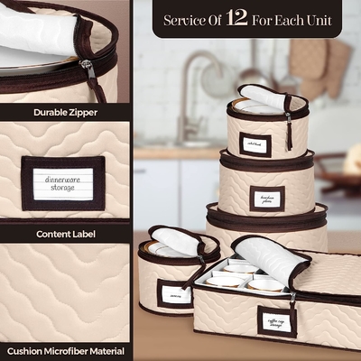 China Storage Containers 5-Piece Set Moving Boxes For Dinnerware, Glasses, Plates, Mugs And Saucers Sturdy Quilted