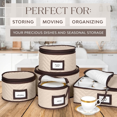 China Storage Containers 5-Piece Set Moving Boxes For Dinnerware, Glasses, Plates, Mugs And Saucers Sturdy Quilted