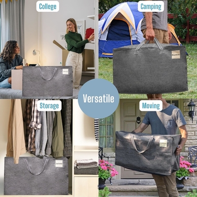 VENO 8 Pack Moving Bags, Moving Supplies, Moving Boxes, College Packing Storage Boxes With Lids Alternative, Heavy Duty