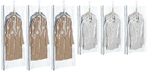 TAILI Hanging Vacuum Storage Bags Space Saver Bags, Set Of 4 (2 Long, 2 Short), Clear Vacuum Sealer Bags For Clothing