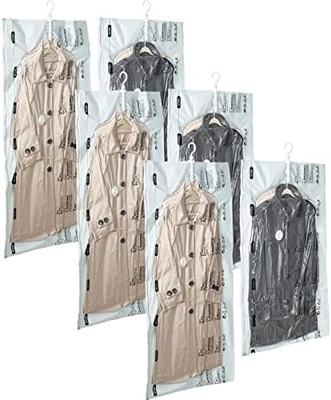 TAILI Hanging Vacuum Storage Bags Space Saver Bags, Set Of 4 (2 Long, 2 Short), Clear Vacuum Sealer Bags For Clothing