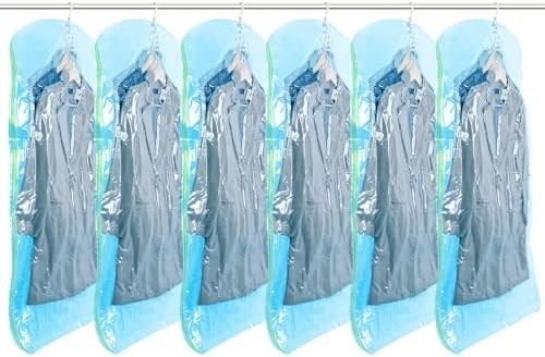 TAILI Hanging Vacuum Storage Bags Space Saver Bags, Set Of 4 (2 Long, 2 Short), Clear Vacuum Sealer Bags For Clothing