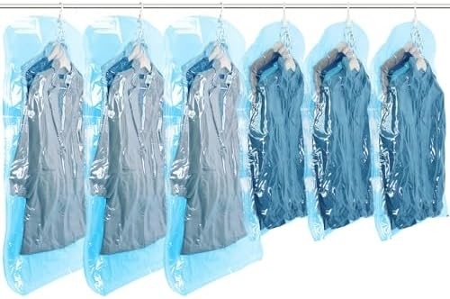 TAILI Hanging Vacuum Storage Bags Space Saver Bags, Set Of 4 (2 Long, 2 Short), Clear Vacuum Sealer Bags For Clothing