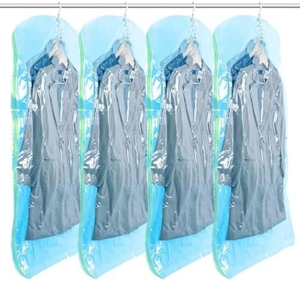 TAILI Hanging Vacuum Storage Bags Space Saver Bags, Set Of 4 (2 Long, 2 Short), Clear Vacuum Sealer Bags For Clothing