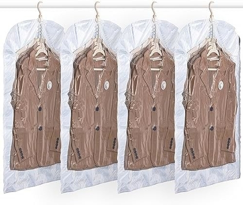 TAILI Hanging Vacuum Storage Bags Space Saver Bags, Set Of 4 (2 Long, 2 Short), Clear Vacuum Sealer Bags For Clothing