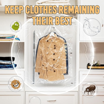 TAILI Hanging Vacuum Storage Bags Space Saver Bags, Set Of 4 (2 Long, 2 Short), Clear Vacuum Sealer Bags For Clothing