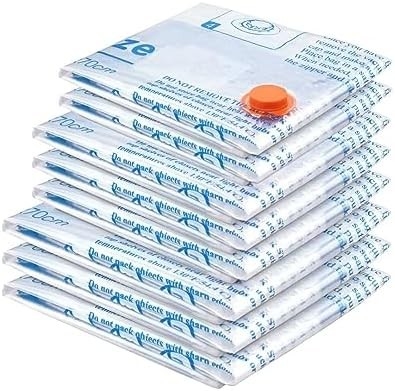 8 PACK VACUUM STORAGE BAGS WITH ELECTRIC AIR PUMP，2 JUMBO,2 LARGE,2 MIDIUM,2 SMALL BAGS