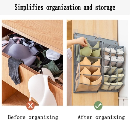 3D NEW DURABLE CLOSET HANGING ORGANIZER WITH 3D MESH POCKETS, WALL SHELF WARDROBE HANGING STORAGE BAG (BEIGE-2PACK)